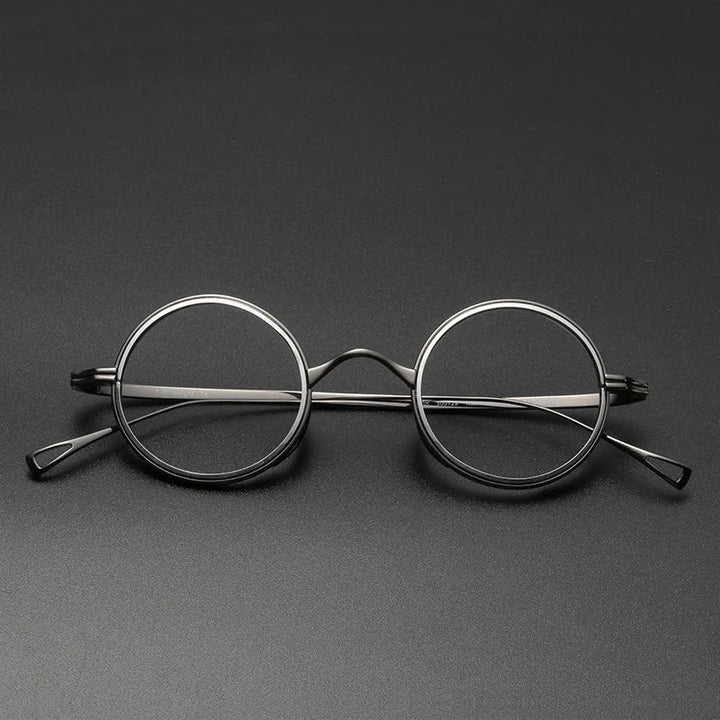 Blackmask Unisex Full Rim Round Titanium Acetate Eyeglasses BM-6080 - Gray-Silver