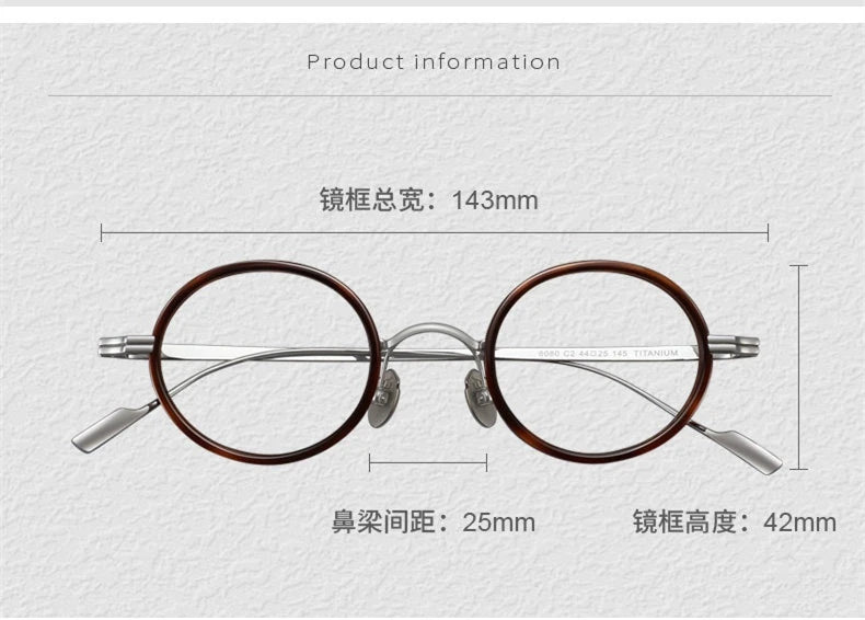 Blackmask Unisex Full Rim Round Titanium Acetate Eyeglasses BM-6080 - Official Size Chart and Dimensions