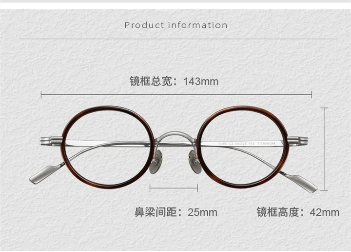 Blackmask Unisex Full Rim Round Titanium Acetate Eyeglasses BM-6080 - Official Size Chart and Dimensions