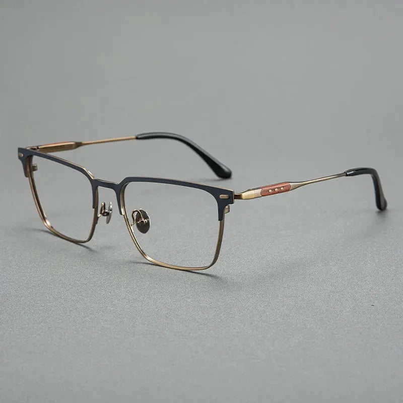 Blackmask Unisex Full Rim Square Pure Titanium Eyeglasses BM-6930 - Blue-Bronze