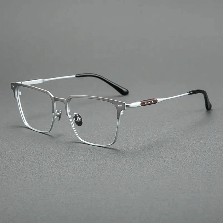 Blackmask Unisex Full Rim Square Pure Titanium Eyeglasses BM-6930 - Gray-Silver