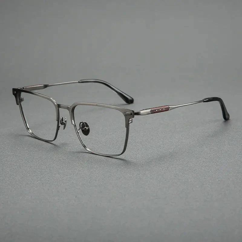 Blackmask Unisex Full Rim Square Pure Titanium Eyeglasses BM-6930 - Gray