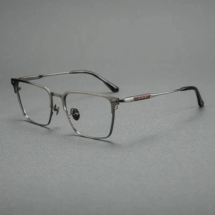 Blackmask Unisex Full Rim Square Pure Titanium Eyeglasses BM-6930 - Gray