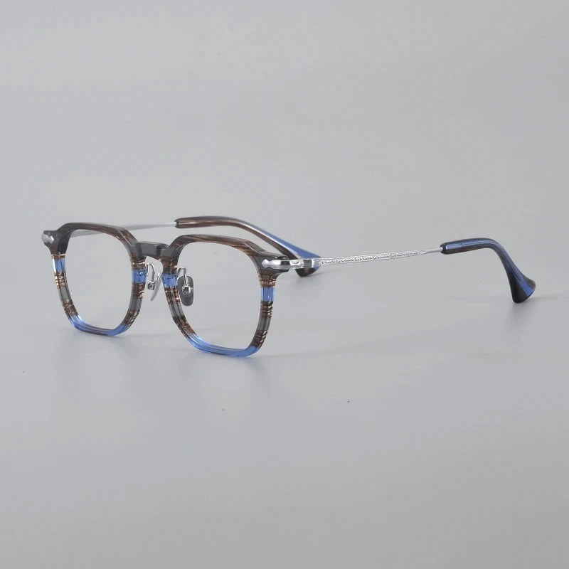 Blackmask Unisex Full Rim Square Titanium Acetate Eyeglasses BM-80905 - Blue Stripes