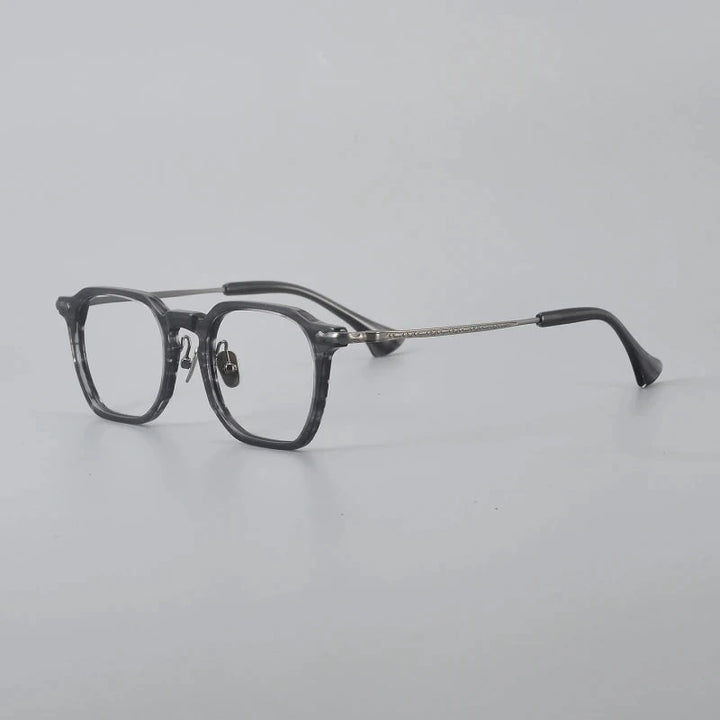 Blackmask Unisex Full Rim Square Titanium Acetate Eyeglasses BM-80905 - Gray Stripes