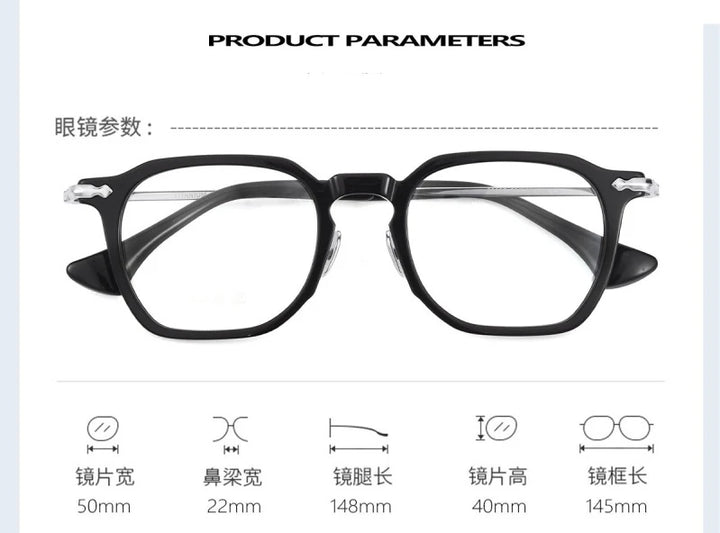 Blackmask Unisex Full Rim Square Titanium Acetate Eyeglasses BM-80905 - Official Size Chart and Dimensions