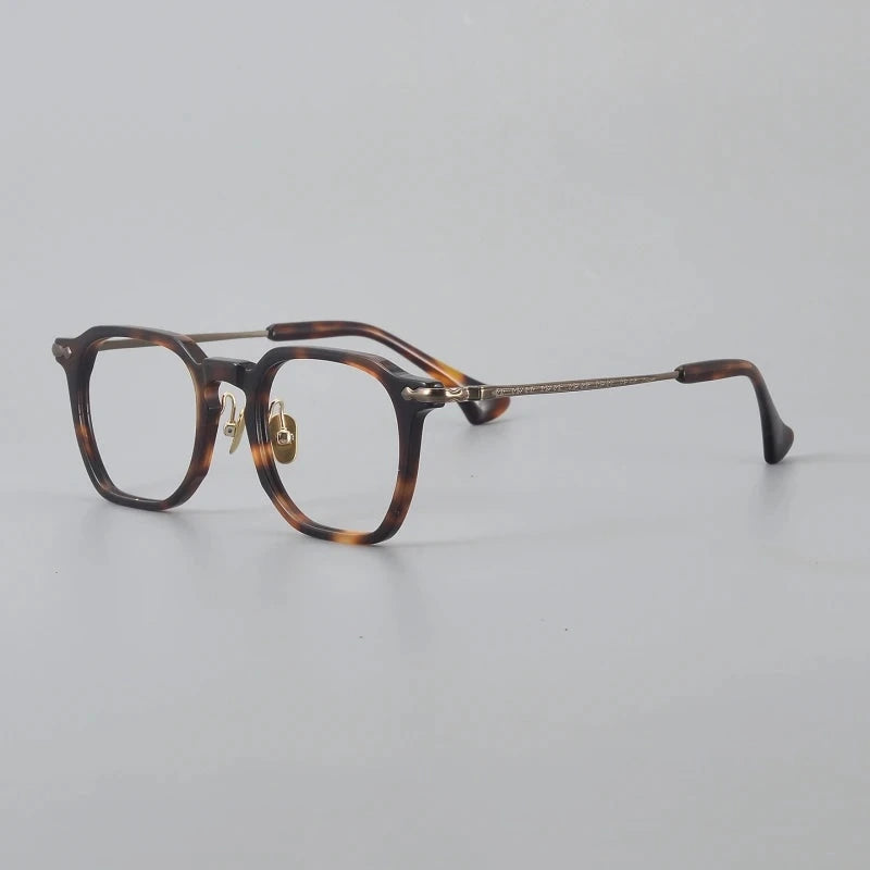 Blackmask Unisex Full Rim Square Titanium Acetate Eyeglasses BM-80905 - Tortoise-Bronze