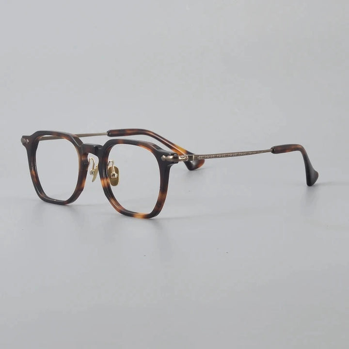 Blackmask Unisex Full Rim Square Titanium Acetate Eyeglasses BM-80905 - Tortoise-Bronze