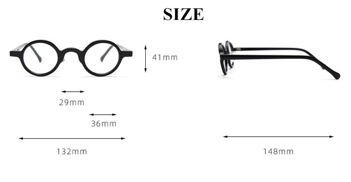 Blackmask Unisex Full Rim Round Acetate Eyeglasses BM-98650 - Official Size Chart and Dimensions