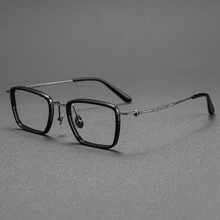 Blackmask Unisex Full Rim Square Titanium Acetate Eyeglasses BM-A6902 - Black-Gray