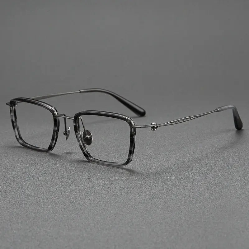 Blackmask Unisex Full Rim Square Titanium Acetate Eyeglasses BM-A6902 - Gray Stripes