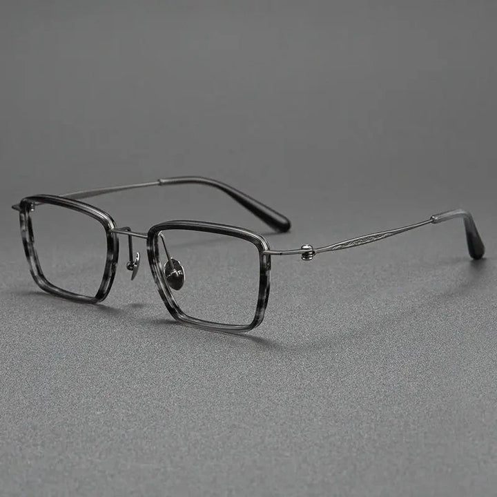 Blackmask Unisex Full Rim Square Titanium Acetate Eyeglasses BM-A6902 - Gray Stripes