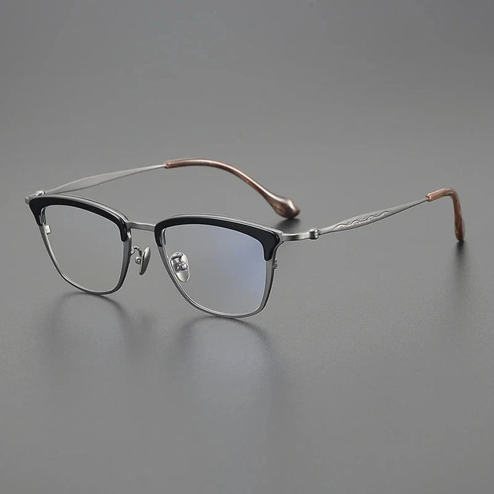 Blackmask Unisex Full Rim Square Titanium Acetate Eyeglasses BM-AT6069 - Black-Gray