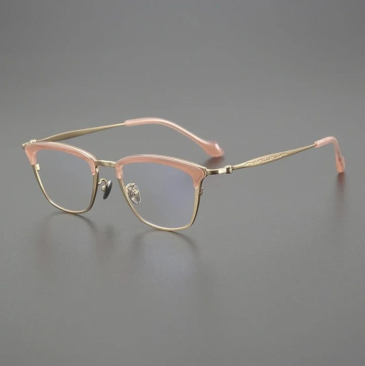 Blackmask Unisex Full Rim Square Titanium Acetate Eyeglasses BM-AT6069 - Pink-Gold