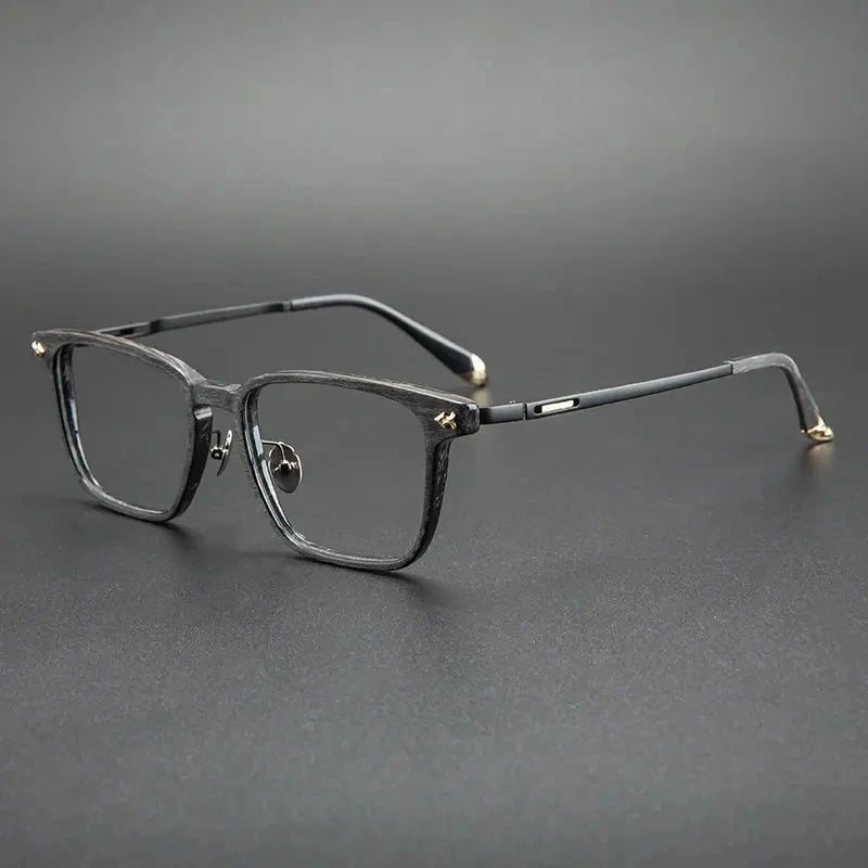 Blackmask Unisex Full Rim Square Titanium Acetate Eyeglasses BM-B6922 - Black Stripes