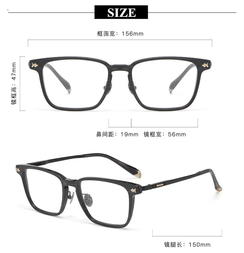 Blackmask Unisex Full Rim Square Titanium Acetate Eyeglasses BM-B6922 - Official Size Chart and Dimensions