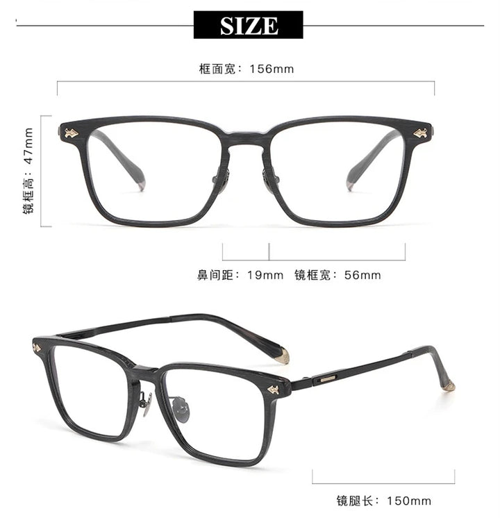 Blackmask Unisex Full Rim Square Titanium Acetate Eyeglasses BM-B6922 - Official Size Chart and Dimensions