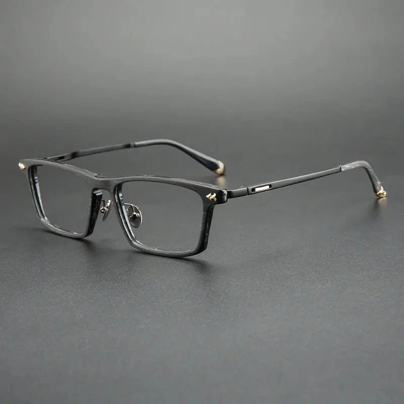 Blackmask Unisex Full Rim Square Titanium Acetate Eyeglasses BM-B6923 - Black Stripes