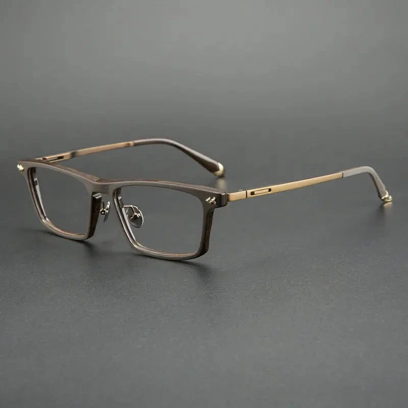 Blackmask Unisex Full Rim Square Titanium Acetate Eyeglasses BM-B6923 - Brown