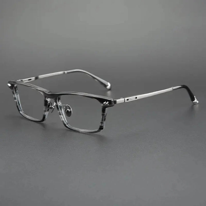 Blackmask Unisex Full Rim Square Titanium Acetate Eyeglasses BM-B6923 - Gray Stripes