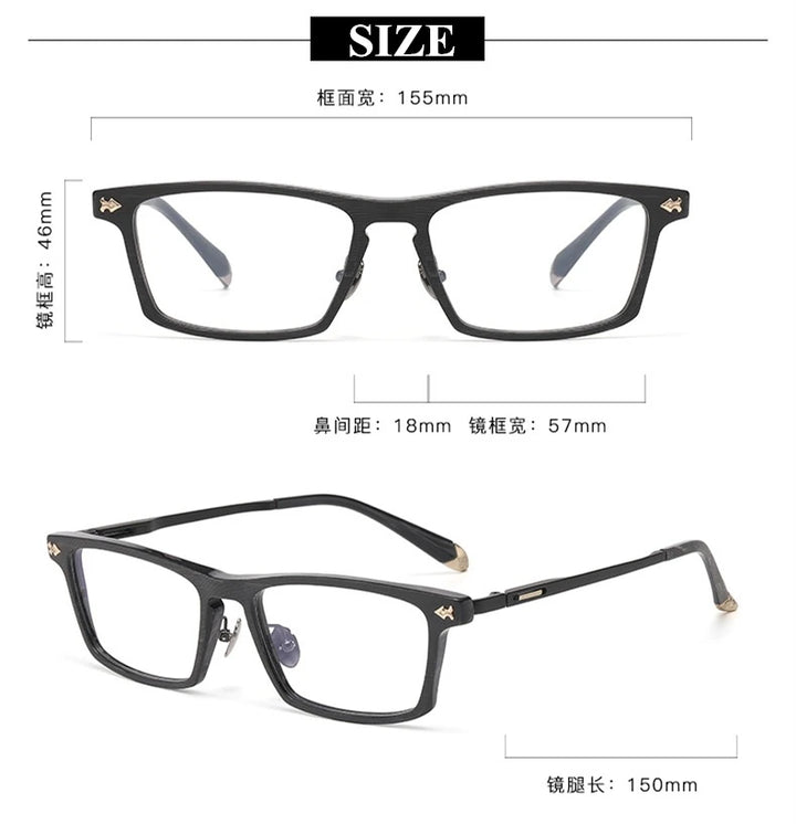 Blackmask Unisex Full Rim Square Titanium Acetate Eyeglasses BM-B6923 - Official Size Chart and Dimensions