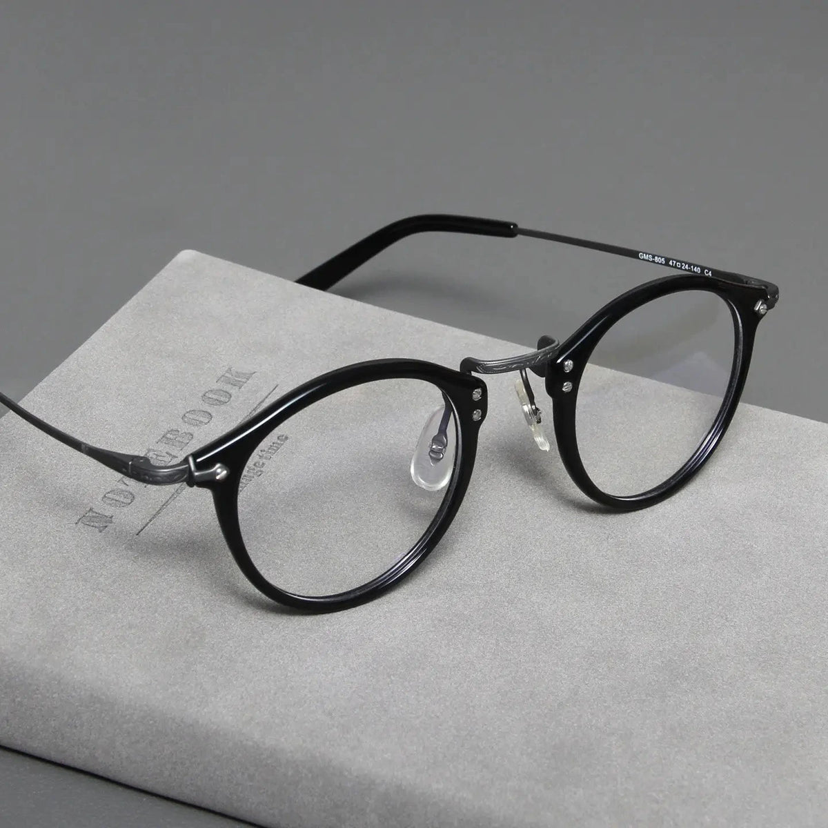 Blackmask Unisex Full Rim Round Titanium Acetate Eyeglasses BM-B805 - Black-Gray