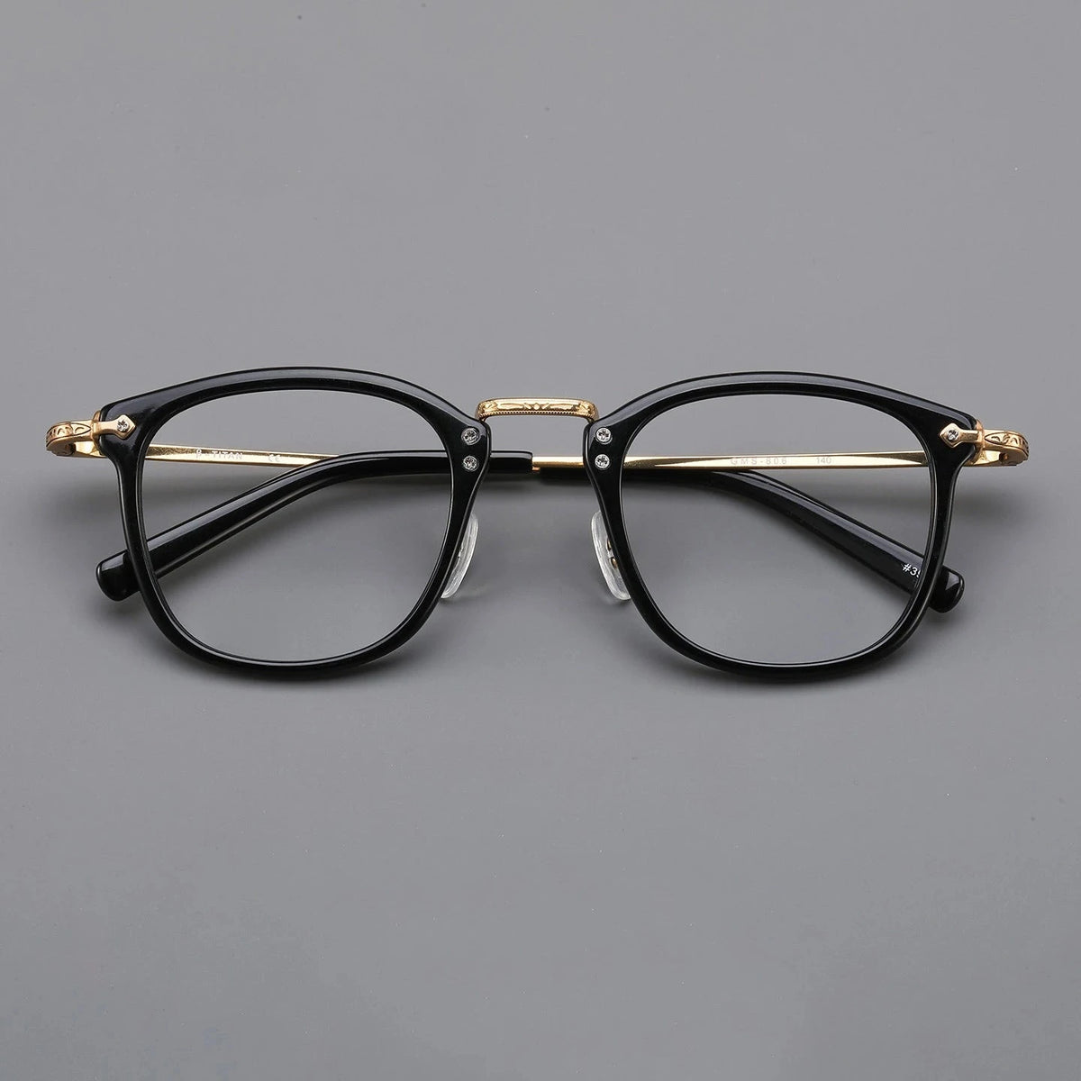Blackmask Unisex Full Rim Square Titanium Acetate Eyeglasses BM-B806 - Black-Gold