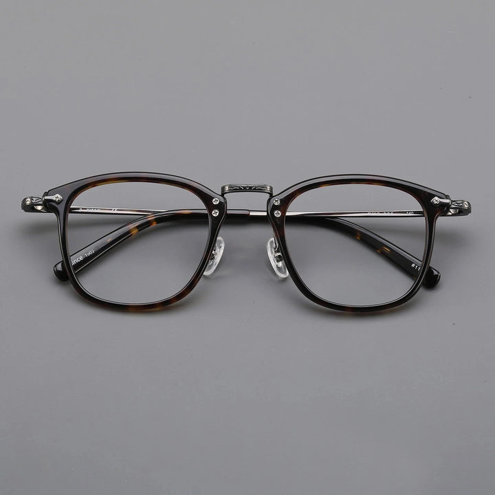Blackmask Unisex Full Rim Square Titanium Acetate Eyeglasses BM-B806 - Tortoise-Gray