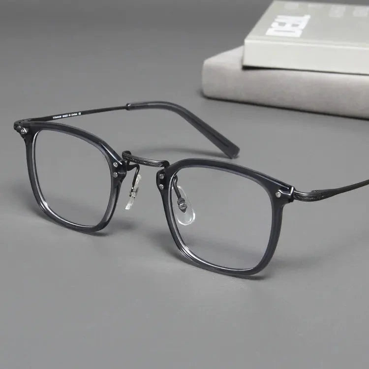 Blackmask Unisex Full Rim Square Titanium Acetate Eyeglasses BM-B806S - Gray
