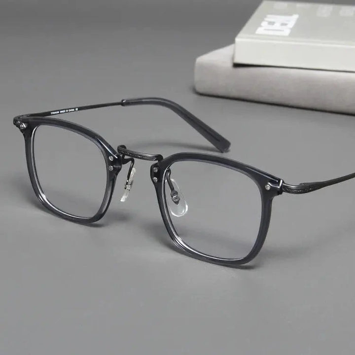 Blackmask Unisex Full Rim Square Titanium Acetate Eyeglasses BM-B806S - Gray