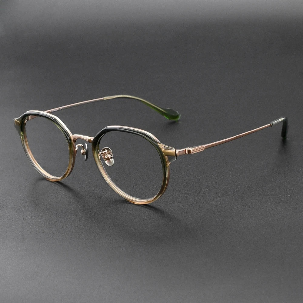 Blackmask Unisex Full Rim Round Titanium Acetate Eyeglasses BM-G636 - Gradient Green