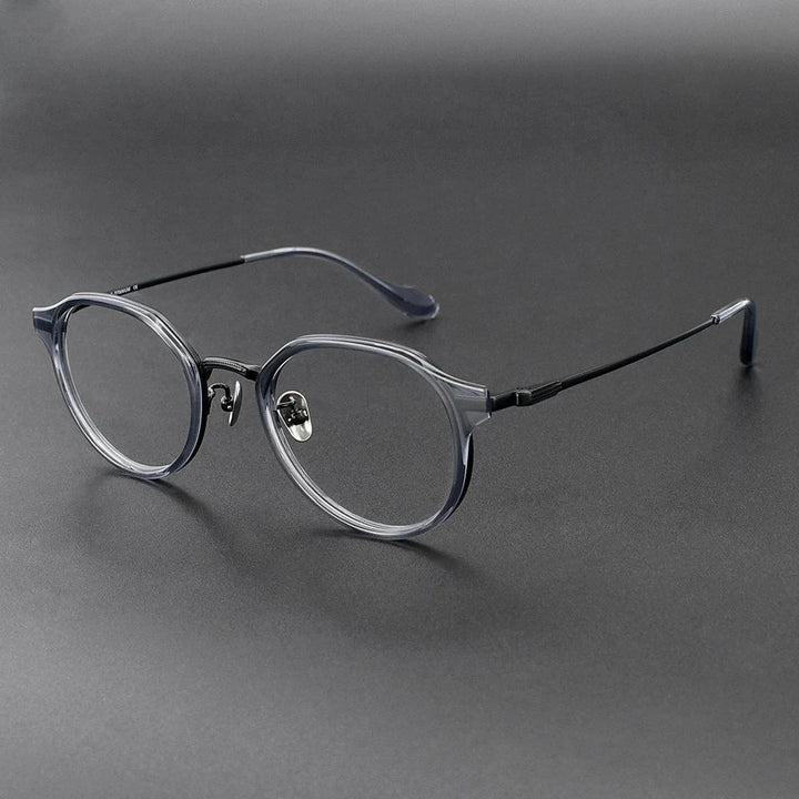 Blackmask Unisex Full Rim Round Titanium Acetate Eyeglasses BM-G636 - Gray