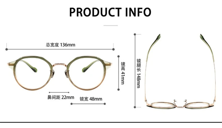Blackmask Unisex Full Rim Round Titanium Acetate Eyeglasses BM-G636 - Official Size Chart and Dimensions
