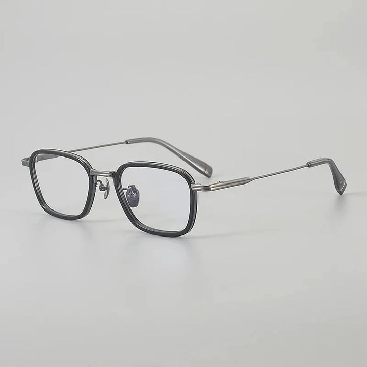 Blackmask Unisex Full Rim Square Titanium Acetate Eyeglasses BM-K22 - Black-Gray