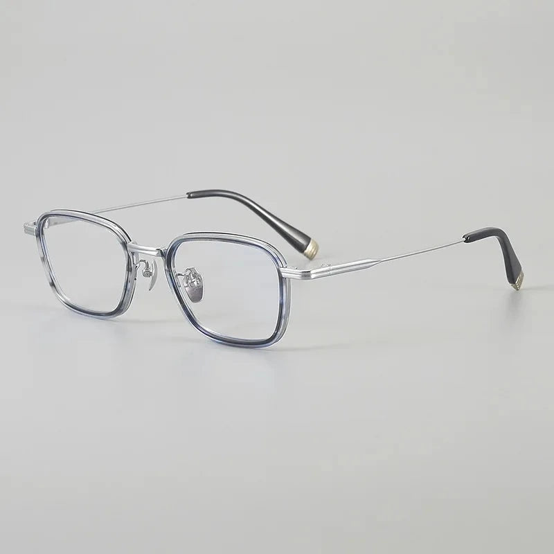 Blackmask Unisex Full Rim Square Titanium Acetate Eyeglasses BM-K22 - Blue-Silver