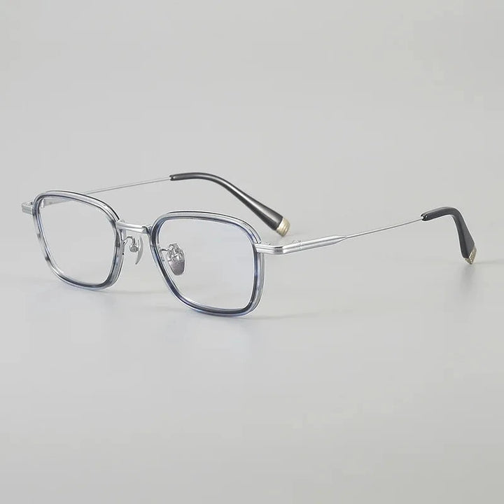 Blackmask Unisex Full Rim Square Titanium Acetate Eyeglasses BM-K22 - Blue-Silver