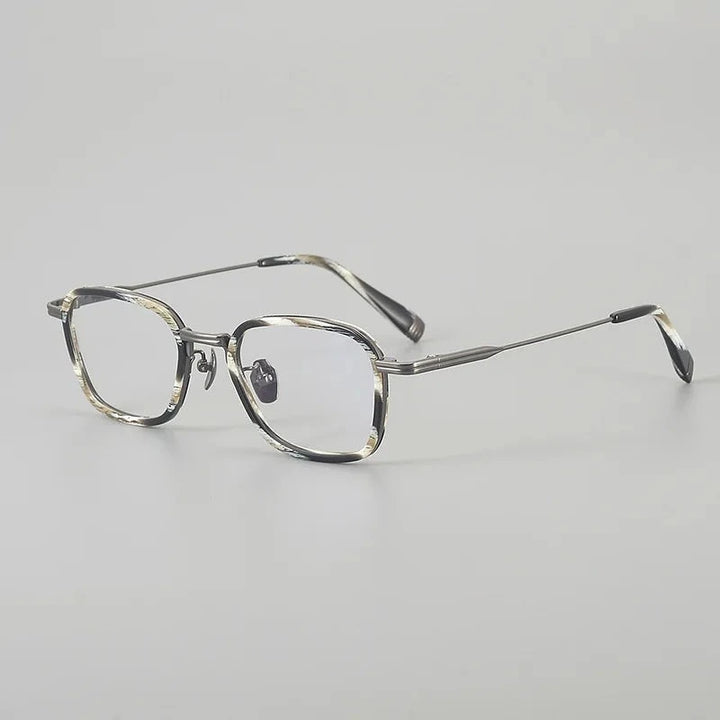 Blackmask Unisex Full Rim Square Titanium Acetate Eyeglasses BM-K22 - Gray Stripes