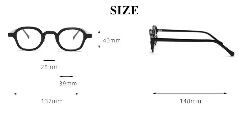 Blackmask Unisex Full Rim Square Acetate Eyeglasses BM-K98651 - Official Size Chart and Dimensions