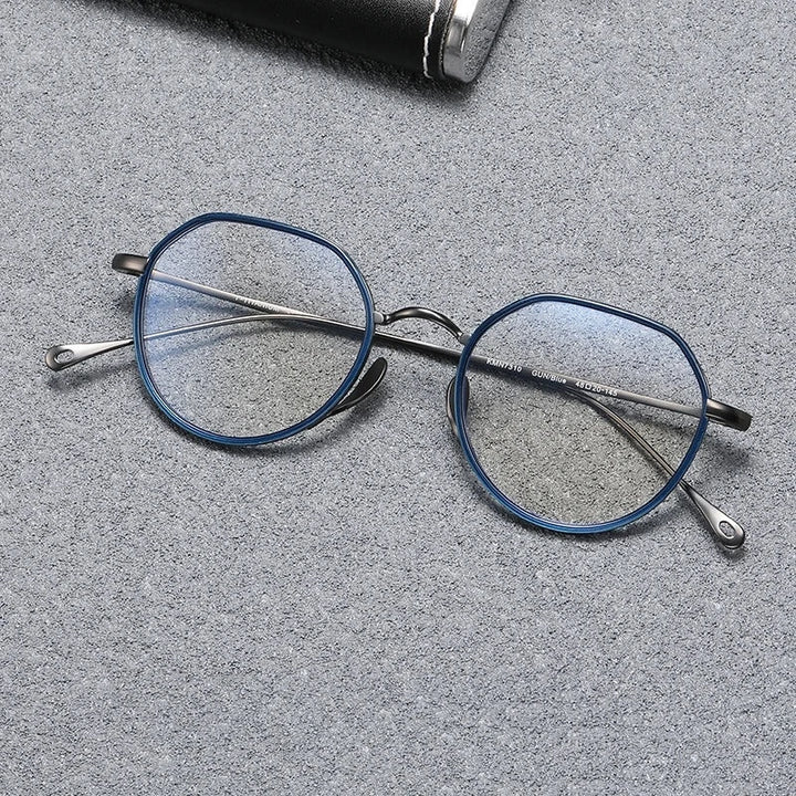 Blackmask Unisex Full Rim Round Pure Titanium Eyeglasses BM-KM7310 - Blue-Gray