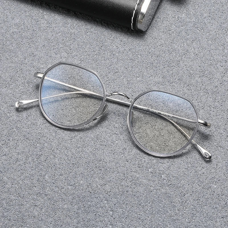 Blackmask Unisex Full Rim Round Pure Titanium Eyeglasses BM-KM7310 - Silver