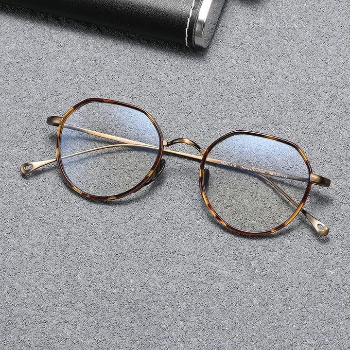 Blackmask Unisex Full Rim Round Pure Titanium Eyeglasses BM-KM7310 - Tortoise-Bronze