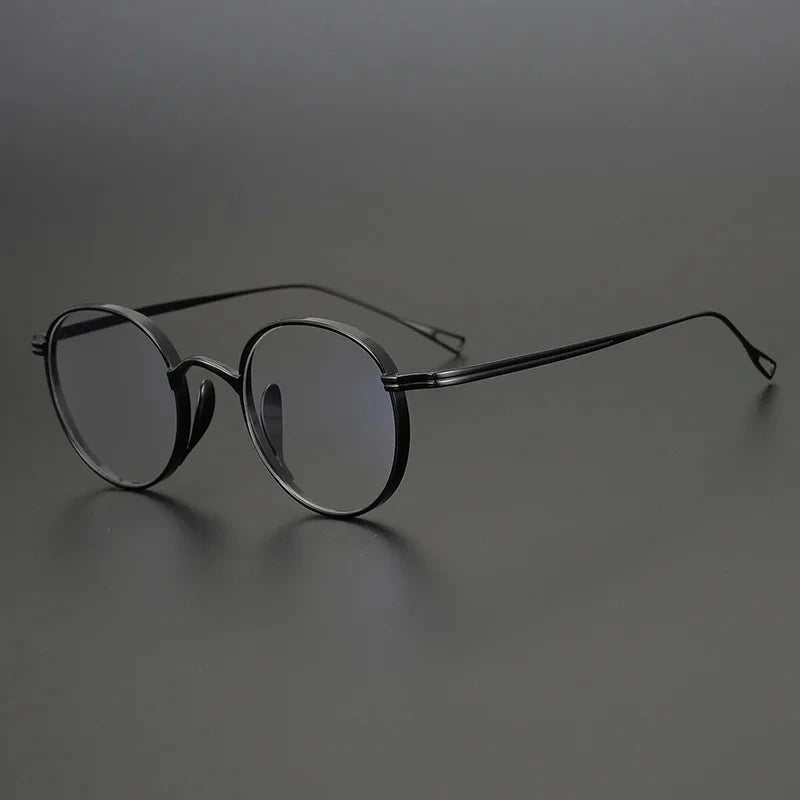 Blackmask Unisex Full Rim Round Pure Titanium Eyeglasses BM-KN113 - Black