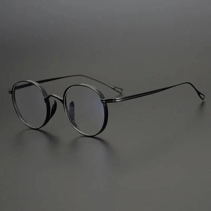Blackmask Unisex Full Rim Round Pure Titanium Eyeglasses BM-KN113 - Black