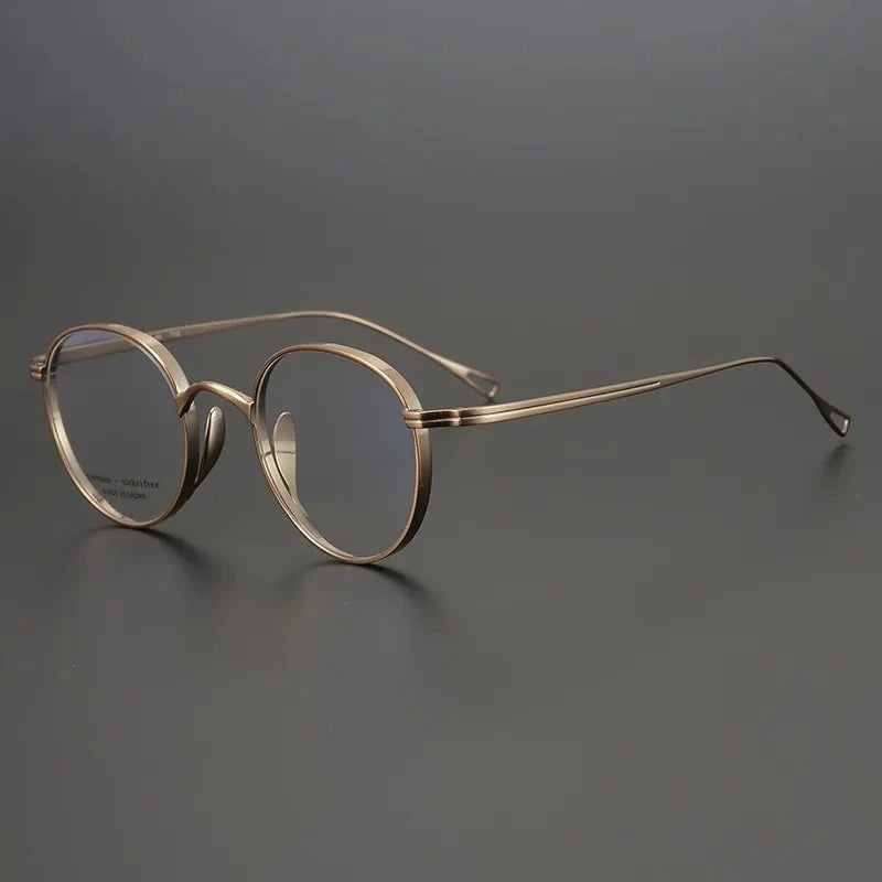 Blackmask Unisex Full Rim Round Pure Titanium Eyeglasses BM-KN113 - Bronze