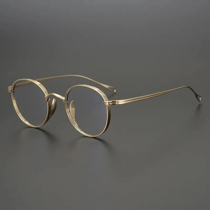 Blackmask Unisex Full Rim Round Pure Titanium Eyeglasses BM-KN113 - Golden