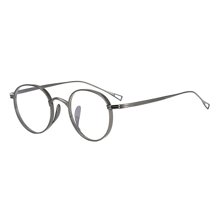 Blackmask Unisex Full Rim Round Pure Titanium Eyeglasses BM-KN113 - Gun Gray