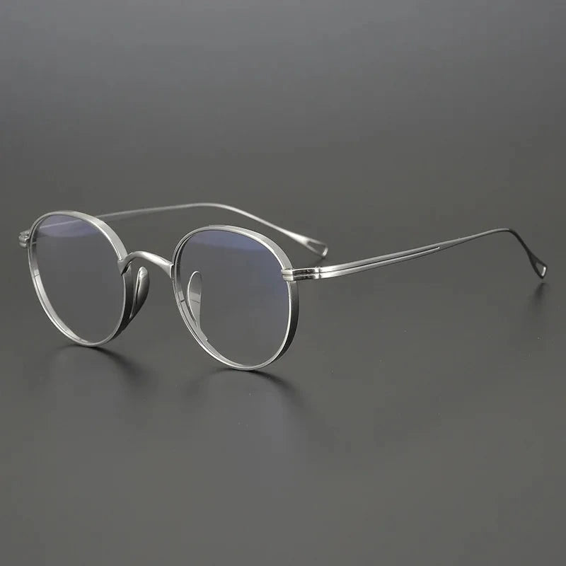 Blackmask Unisex Full Rim Round Pure Titanium Eyeglasses BM-KN113 - Silver