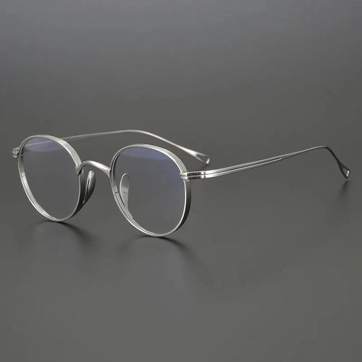 Blackmask Unisex Full Rim Round Pure Titanium Eyeglasses BM-KN113 - Silver