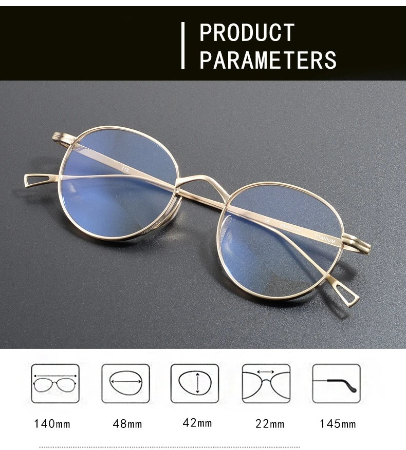 Blackmask Unisex Full Rim Round Pure Titanium Eyeglasses BM-KN113 - Official Size Chart and Dimensions