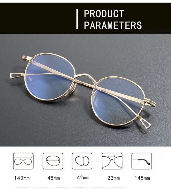 Blackmask Unisex Full Rim Round Pure Titanium Eyeglasses BM-KN113 - Official Size Chart and Dimensions